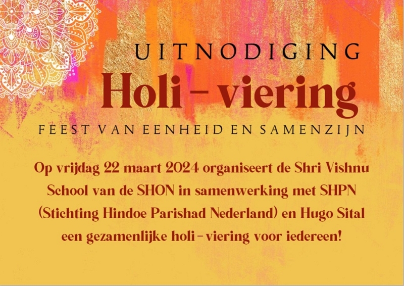 Holi Bezinnings Bijeenkomst op 22 maart