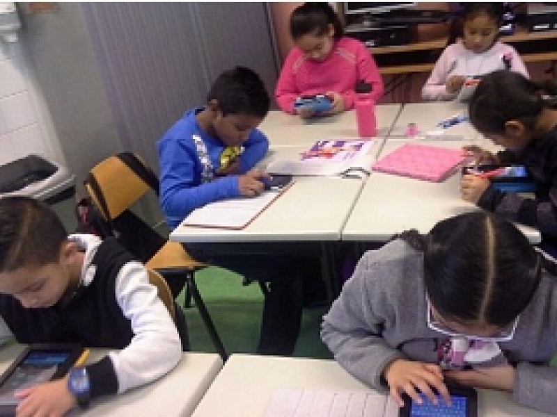 Tablets in groep 5 van de Shri Vishnu School